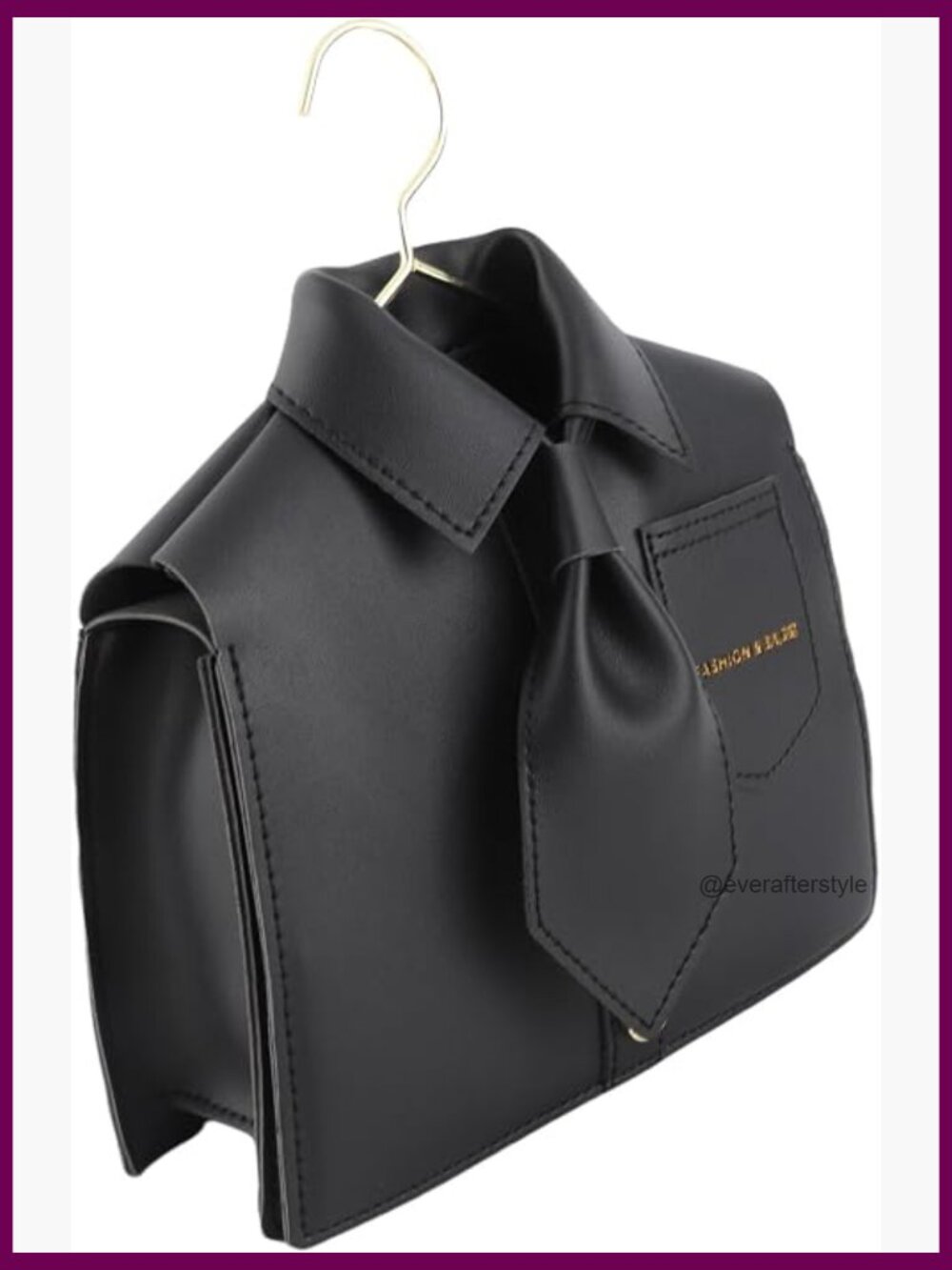 Faux Leather Hanger Shaped Handbag with Shoulder Strap